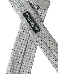 Dolce & Gabbana Light Gray Polka Dot Silk Adjustable Men Tie -  Neckties, Men -  Dolce & Gabbana.