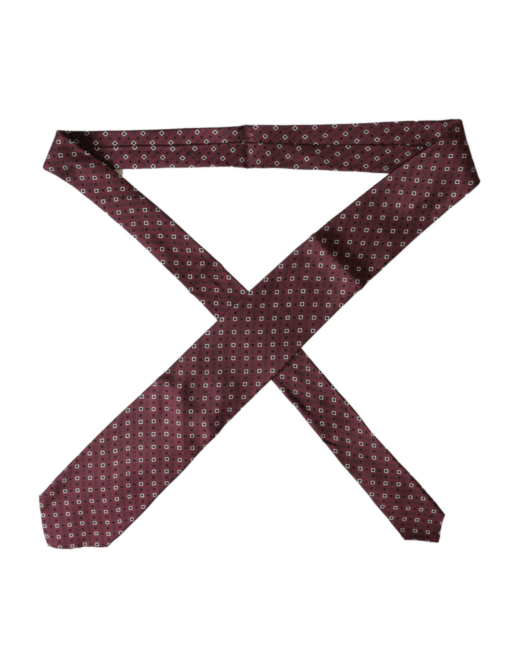 Dolce & Gabbana Maroon Silk Branded Logo Adjustable Men Tie -  Neckties, Men -  Dolce & Gabbana. Dolce & Gabbana Maroon Silk Branded Logo Adjustable Men Tie -  Neckties, Men -  Dolce & Gabbana.
