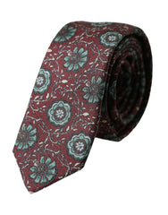 Dolce & Gabbana Maroon Floral 100% Silk Adjustable Men Tie -  Neckties, Men -  Dolce & Gabbana.