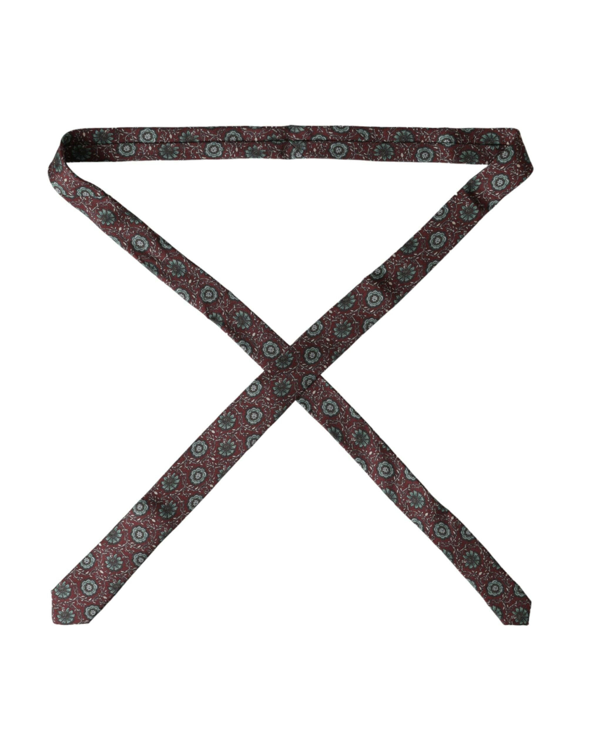 Dolce & Gabbana Maroon Floral 100% Silk Adjustable Men Tie -  Neckties, Men -  Dolce & Gabbana. Dolce & Gabbana Maroon Floral 100% Silk Adjustable Men Tie -  Neckties, Men -  Dolce & Gabbana.