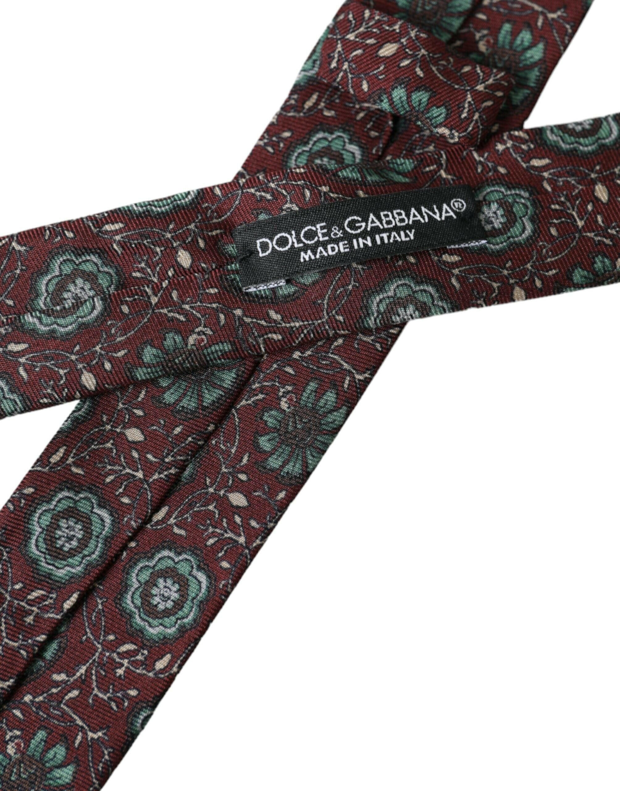 Dolce & Gabbana Maroon Floral 100% Silk Adjustable Men Tie -  Neckties, Men -  Dolce & Gabbana. Dolce & Gabbana Maroon Floral 100% Silk Adjustable Men Tie -  Neckties, Men -  Dolce & Gabbana.