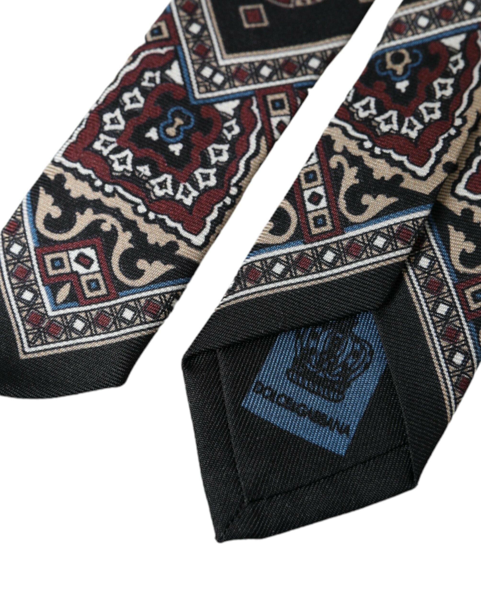 Dolce & Gabbana Black Printed 100% Silk Adjustable Men Tie -  Neckties, Men -  Dolce & Gabbana. Dolce & Gabbana Black Printed 100% Silk Adjustable Men Tie -  Neckties, Men -  Dolce & Gabbana.