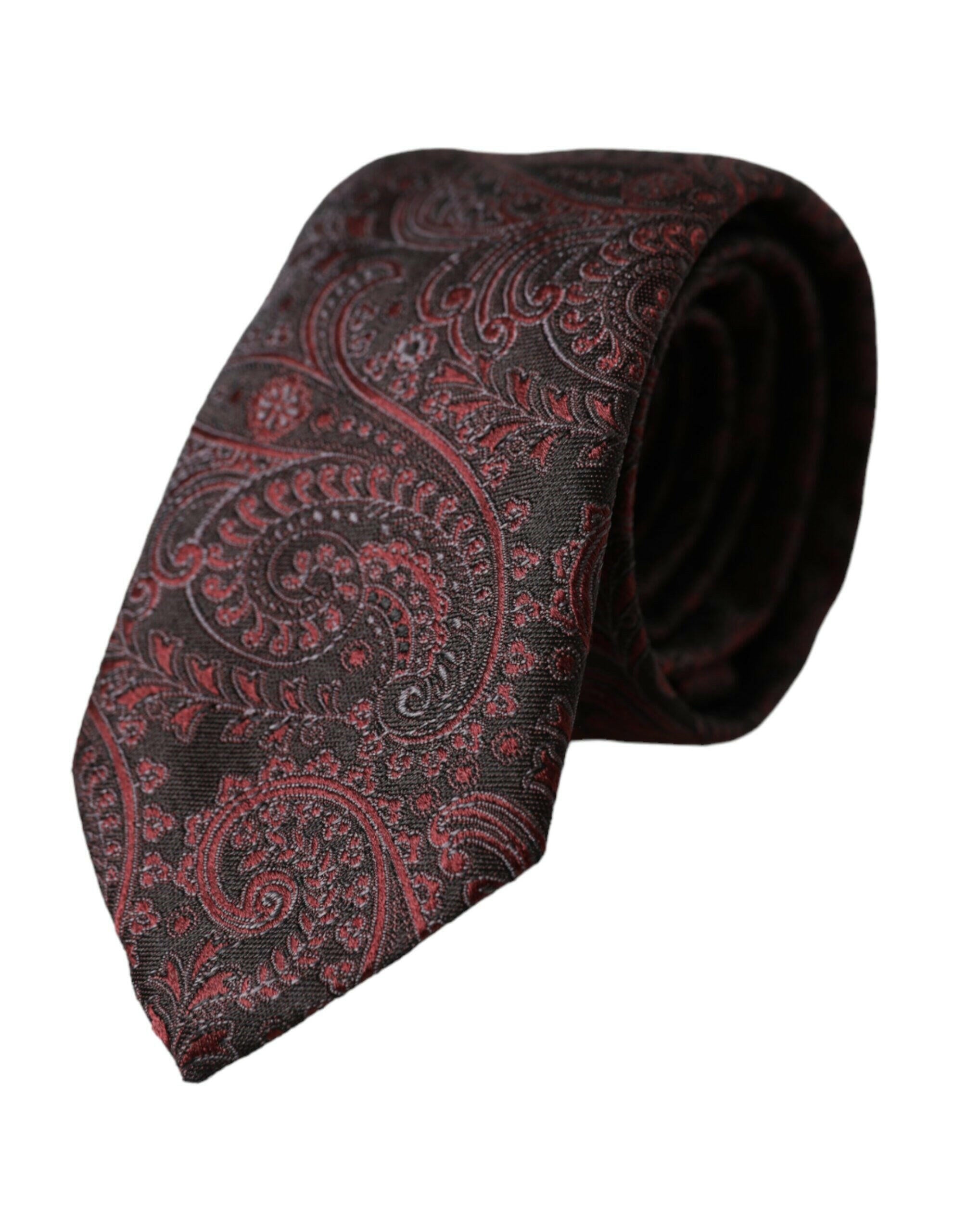 Dolce & Gabbana Bordeaux Patterned Silk Adjustable Men Tie -  Neckties, Men -  Dolce & Gabbana.