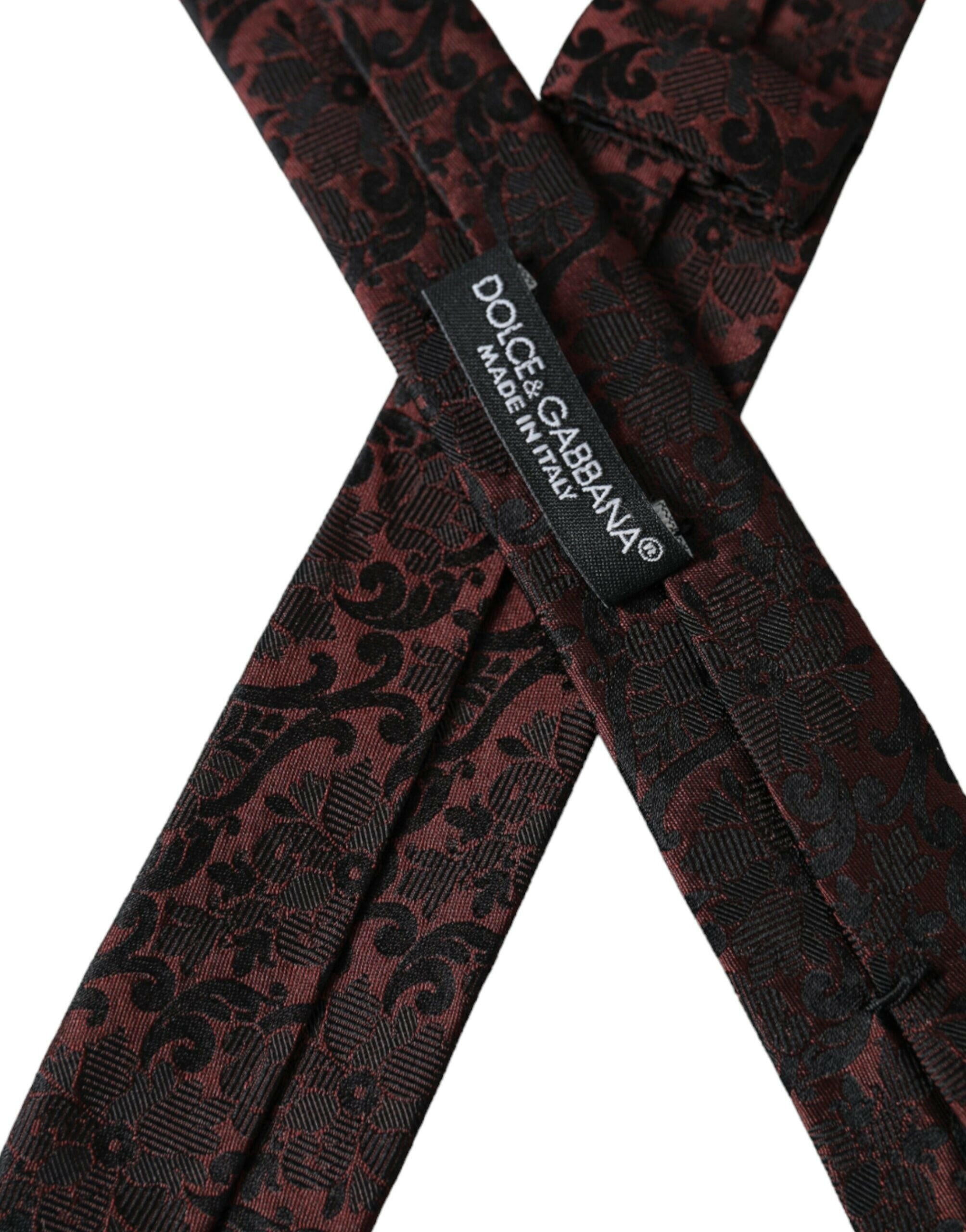Dolce & Gabbana Maroon Floral Fantasy Silk Adjustable Men Tie -  Neckties, Men -  Dolce & Gabbana. Dolce & Gabbana Maroon Floral Fantasy Silk Adjustable Men Tie -  Neckties, Men -  Dolce & Gabbana.