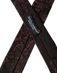 Dolce & Gabbana Maroon Floral Fantasy Silk Adjustable Men Tie -  Neckties, Men -  Dolce & Gabbana.