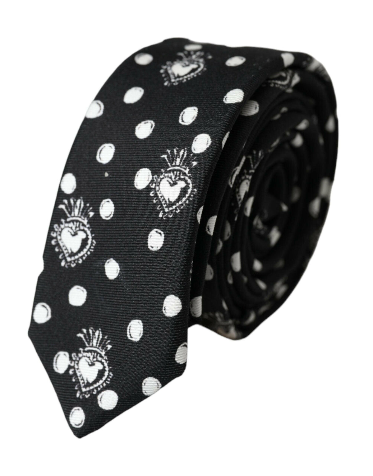Dolce & Gabbana Black Heart Polka Dot Adjustable Tie -  Neckties, Men -  Dolce & Gabbana.