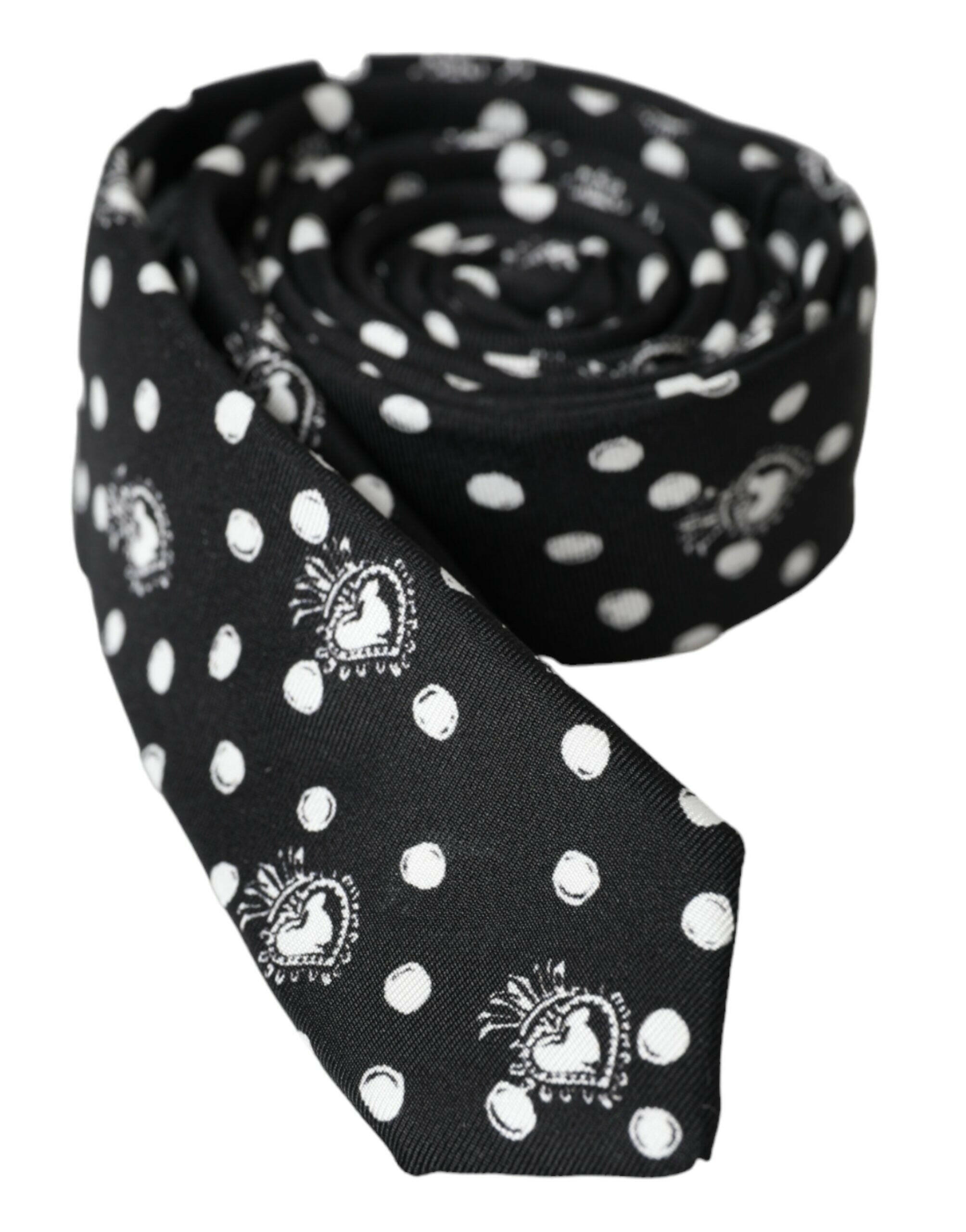 Dolce & Gabbana Black Heart Polka Dot Adjustable Tie -  Neckties, Men -  Dolce & Gabbana. Dolce & Gabbana Black Heart Polka Dot Adjustable Tie -  Neckties, Men -  Dolce & Gabbana.