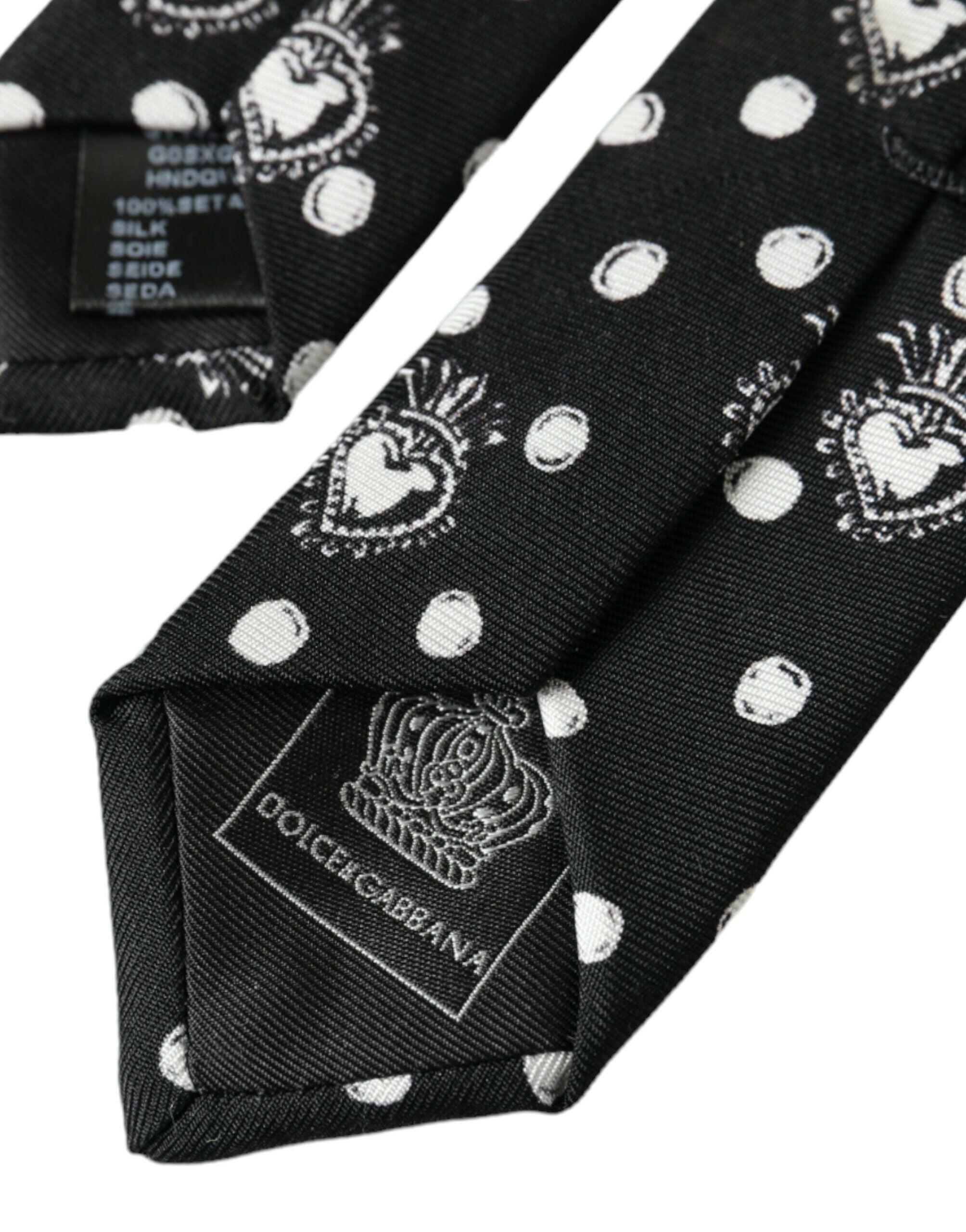 Dolce & Gabbana Black Heart Polka Dot Adjustable Tie -  Neckties, Men -  Dolce & Gabbana. Dolce & Gabbana Black Heart Polka Dot Adjustable Tie -  Neckties, Men -  Dolce & Gabbana.