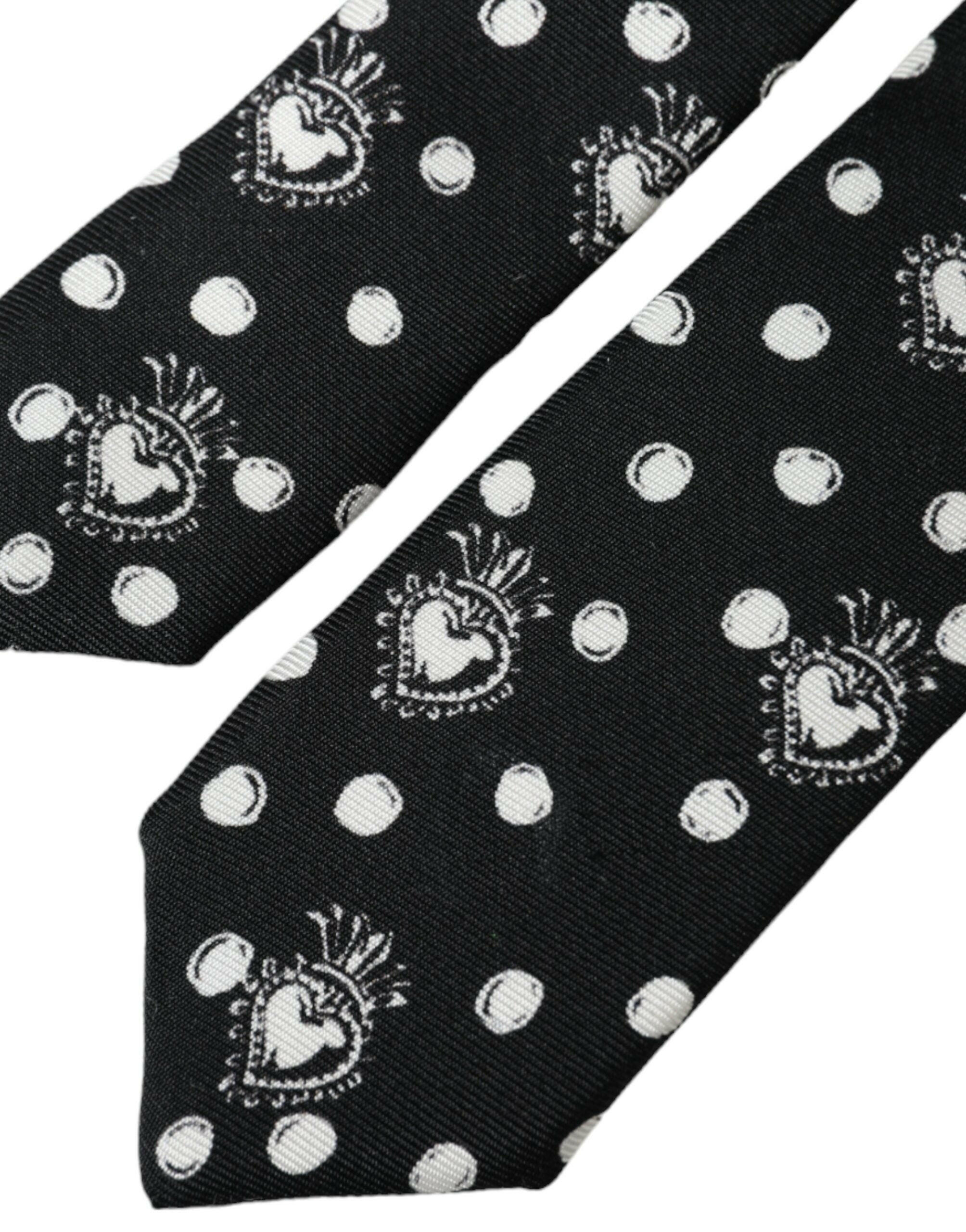 Dolce & Gabbana Black Heart Polka Dot Adjustable Tie -  Neckties, Men -  Dolce & Gabbana. Dolce & Gabbana Black Heart Polka Dot Adjustable Tie -  Neckties, Men -  Dolce & Gabbana.