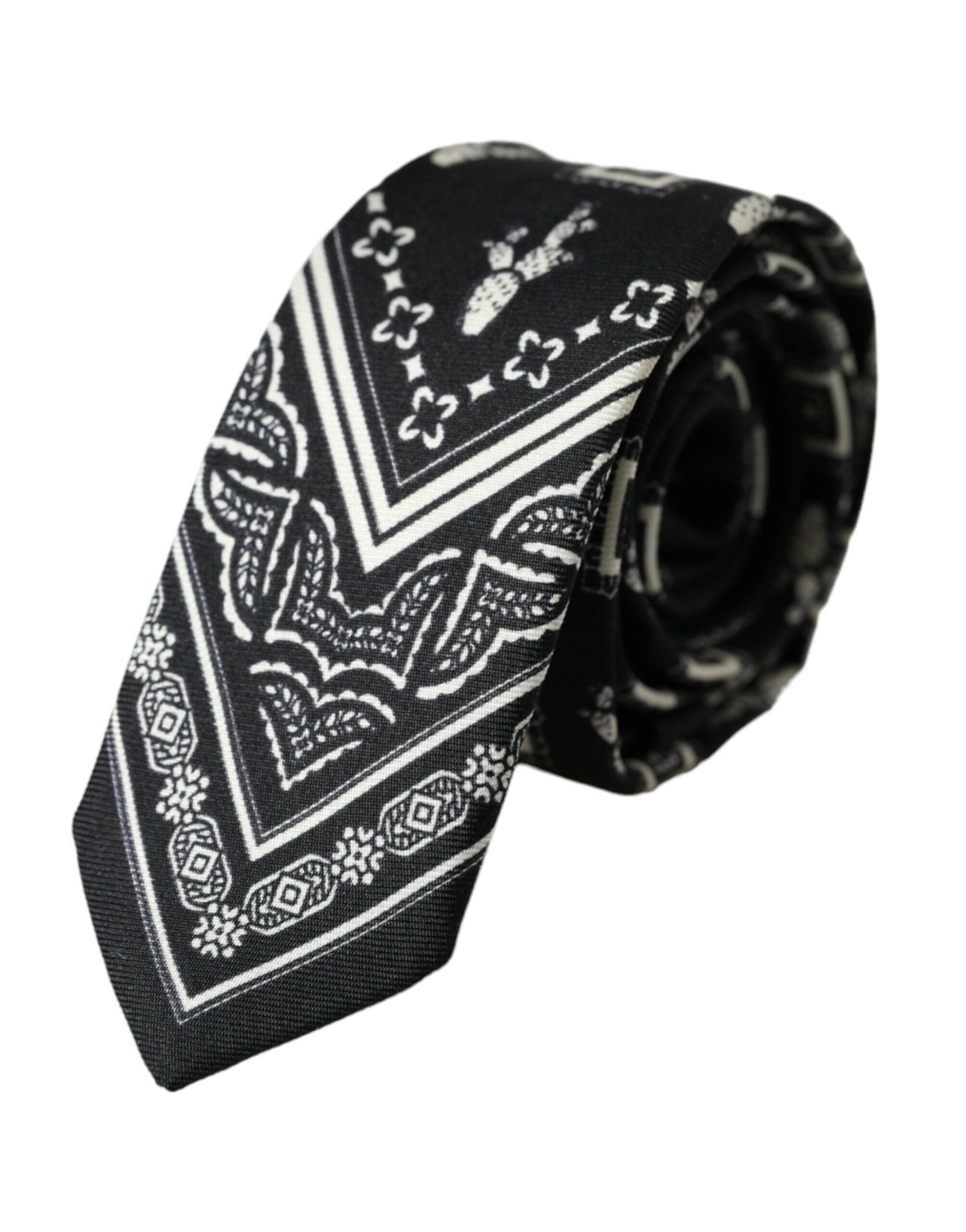 Dolce & Gabbana Black Patterned 100%Silk Adjustable Tie -  Neckties, Men -  Dolce & Gabbana.