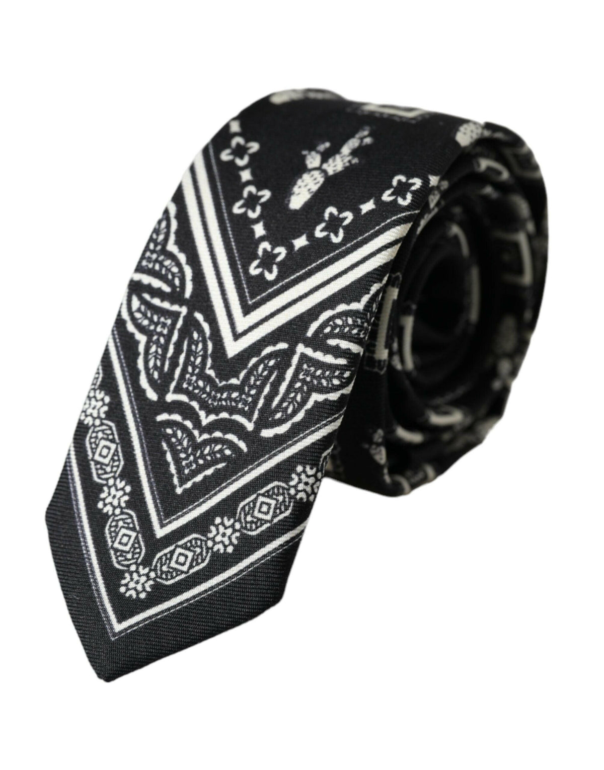 Dolce & Gabbana Black Patterned 100%Silk Adjustable Tie -  Neckties, Men -  Dolce & Gabbana.