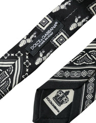 Dolce & Gabbana Black Patterned 100%Silk Adjustable Tie -  Neckties, Men -  Dolce & Gabbana.