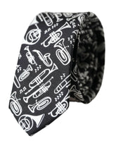Dolce & Gabbana Black Trumpet Print Silk Adjustable Tie -  Neckties, Men -  Dolce & Gabbana.