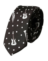 Dolce & Gabbana Black Guitar Print Silk Adjustable Tie -  Neckties, Men -  Dolce & Gabbana.