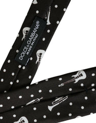 Dolce & Gabbana Black Guitar Print Silk Adjustable Tie -  Neckties, Men -  Dolce & Gabbana.
