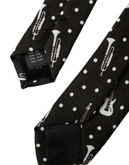 Dolce & Gabbana Black Guitar Print Silk Adjustable Tie -  Neckties, Men -  Dolce & Gabbana.