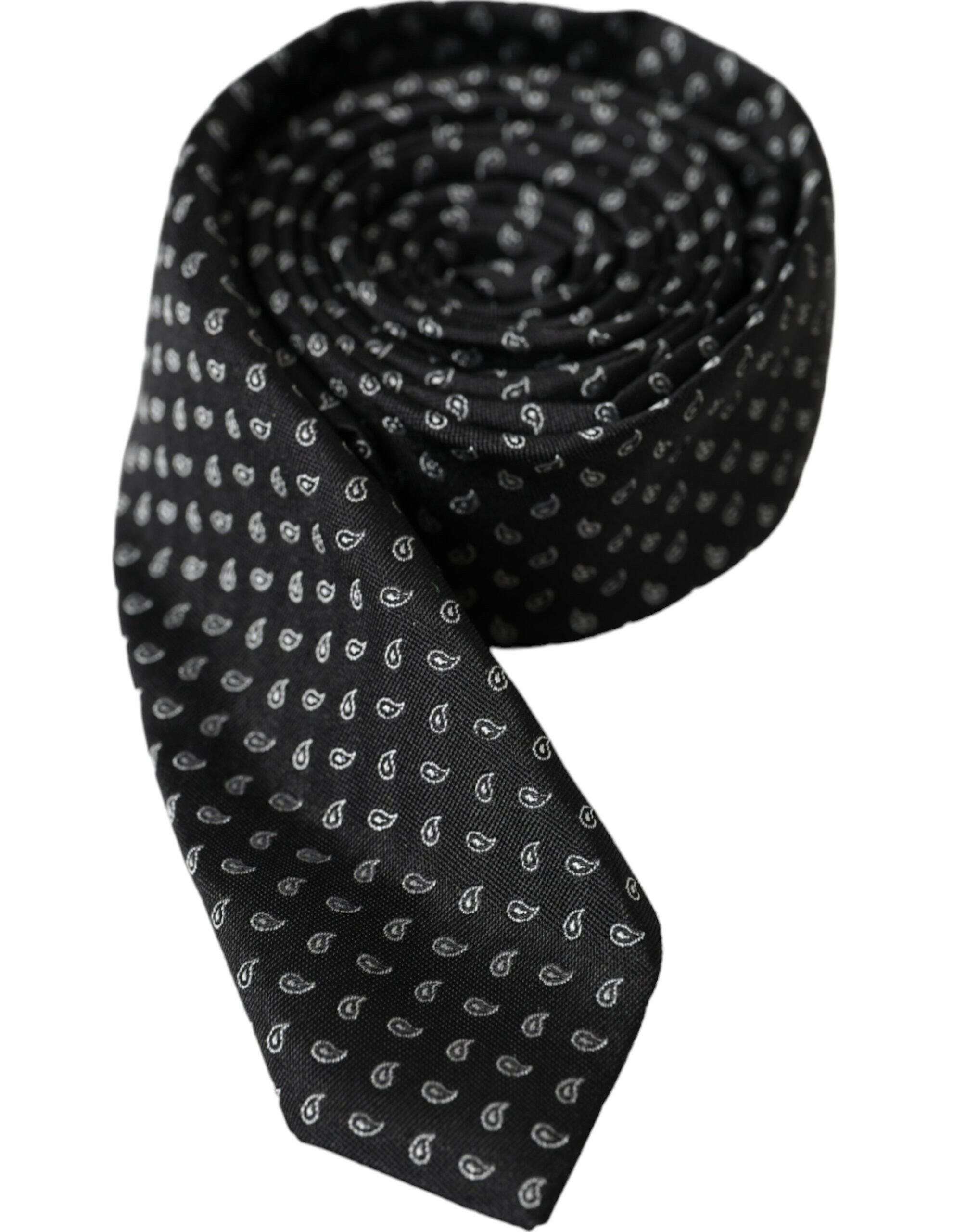 Dolce & Gabbana Black Jacquard Patterned Silk Adjustable Men Tie -  Neckties, Men -  Dolce & Gabbana. Dolce & Gabbana Black Jacquard Patterned Silk Adjustable Men Tie -  Neckties, Men -  Dolce & Gabbana.