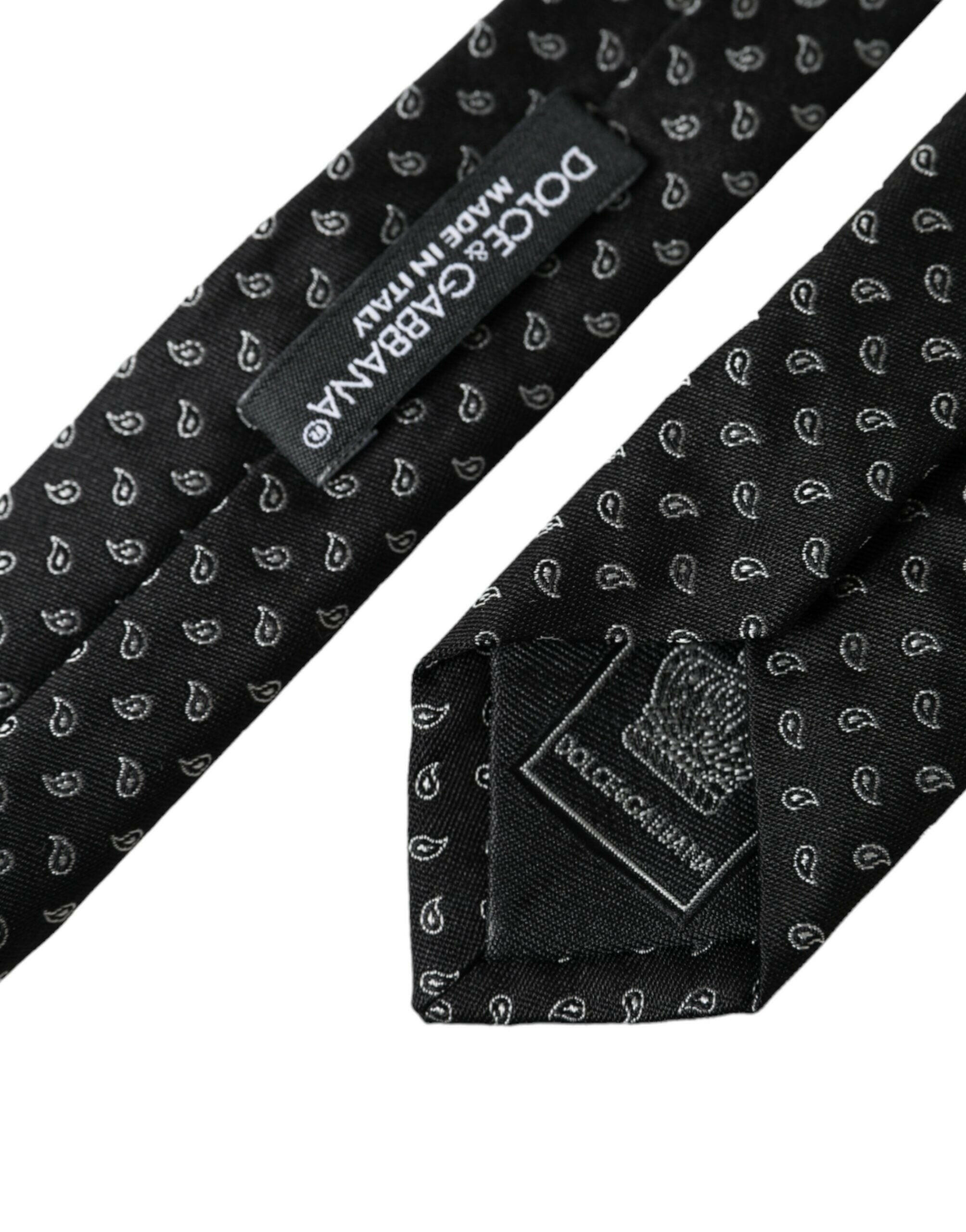 Dolce & Gabbana Black Jacquard Patterned Silk Adjustable Men Tie -  Neckties, Men -  Dolce & Gabbana. Dolce & Gabbana Black Jacquard Patterned Silk Adjustable Men Tie -  Neckties, Men -  Dolce & Gabbana.