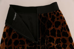 Dolce & Gabbana Brown Leopard Print Silk A-Line Skirt -   -  Dolce & Gabbana.