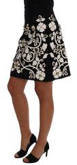 Dolce & Gabbana Black Crystal Floral Pencil Skirt -   -  Dolce & Gabbana.