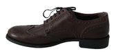 Brown Leather Brogue Derby Dress Shoes
