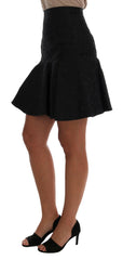 Dolce & Gabbana Black Floral Jacquard Silk A-Line Skirt -   -  Dolce & Gabbana.