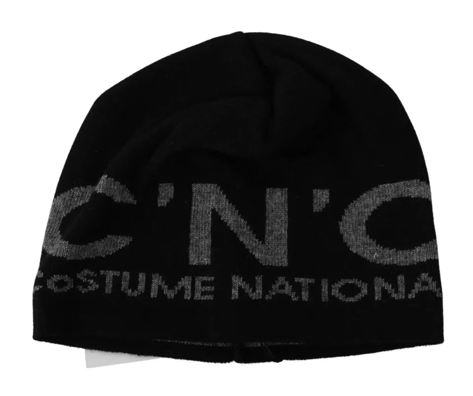 Costume National Black Wool Blend Branded Beanie Hat -   -  Costume National. Costume National Black Wool Blend Branded Beanie Hat -   -  Costume National.