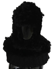 Dolce & Gabbana Black Silver Fox Fur Cashmere Hooded Scarf - - Dolce & Gabbana.