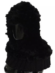 Dolce & Gabbana Black Silver Fox Fur Cashmere Hooded Scarf - - Dolce & Gabbana.