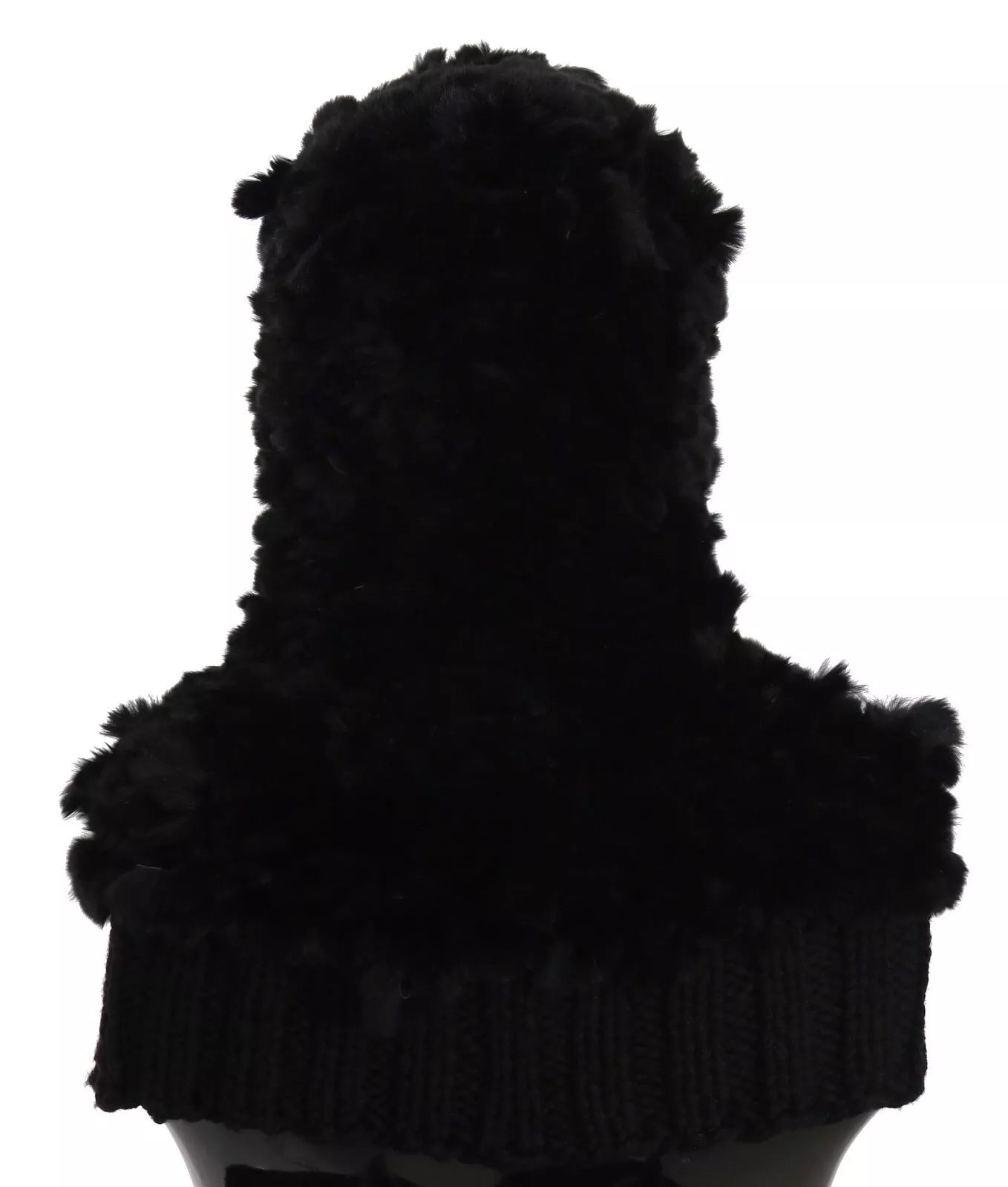 Dolce & Gabbana Black Silver Fox Fur Cashmere Hooded Scarf - - Dolce & Gabbana.