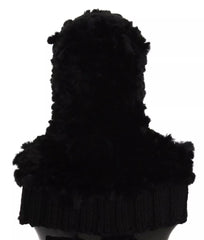 Dolce & Gabbana Black Silver Fox Fur Cashmere Hooded Scarf - - Dolce & Gabbana.