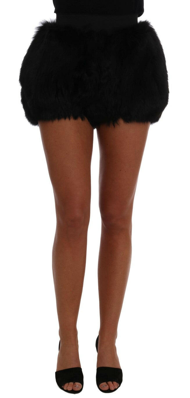 Dolce & Gabbana Black Lamb Fox Fur Mini Hot Pants -   -  Dolce & Gabbana.