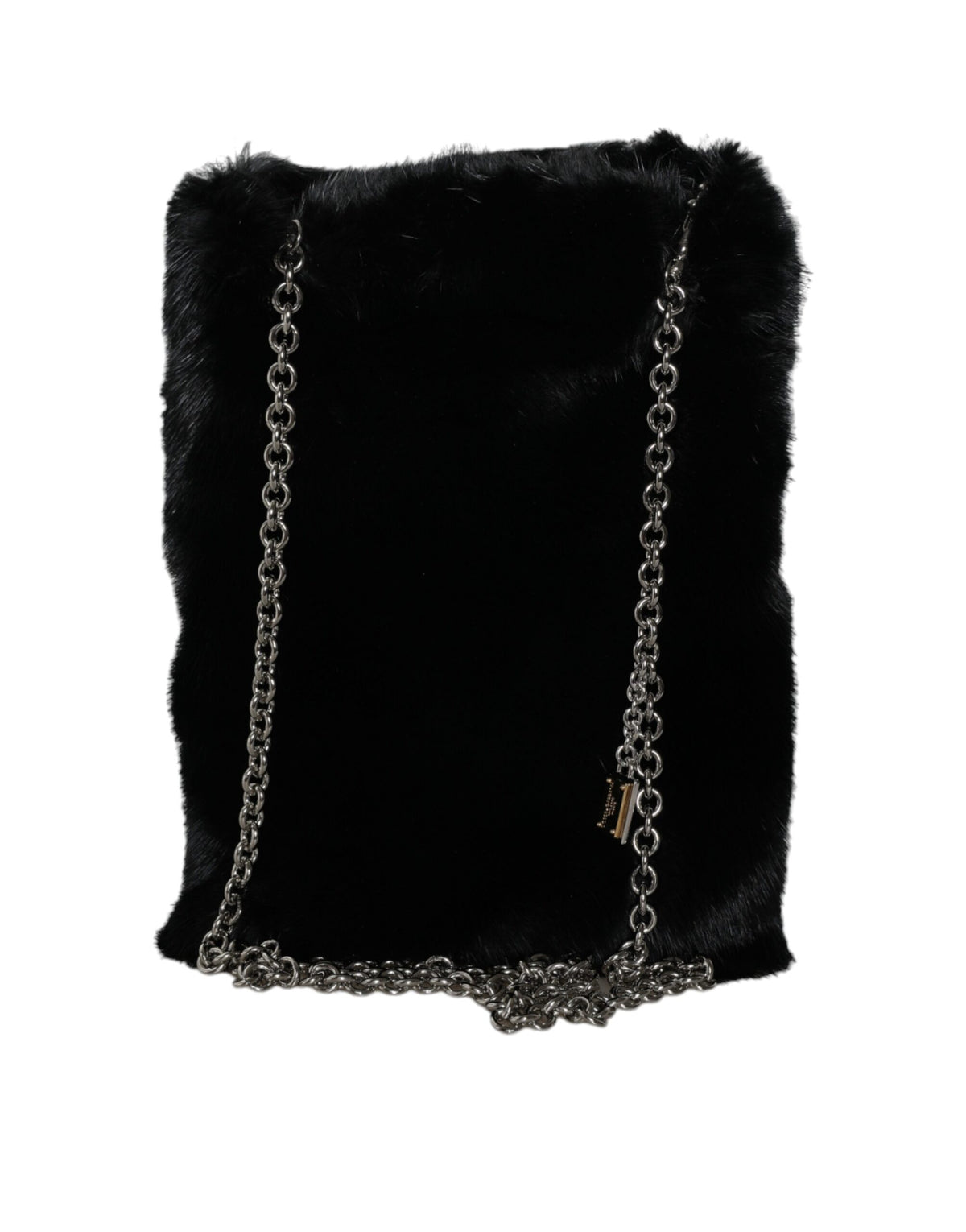Dolce & Gabbana Black Faux Fur Silver Chain Crossbody Shoulder Purse Bag -  Luxury Cross Body Bag for Women -  Dolce & Gabbana.