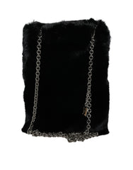 Dolce & Gabbana Black Faux Fur Silver Chain Crossbody Shoulder Purse Bag -  Luxury Cross Body Bag for Women -  Dolce & Gabbana.