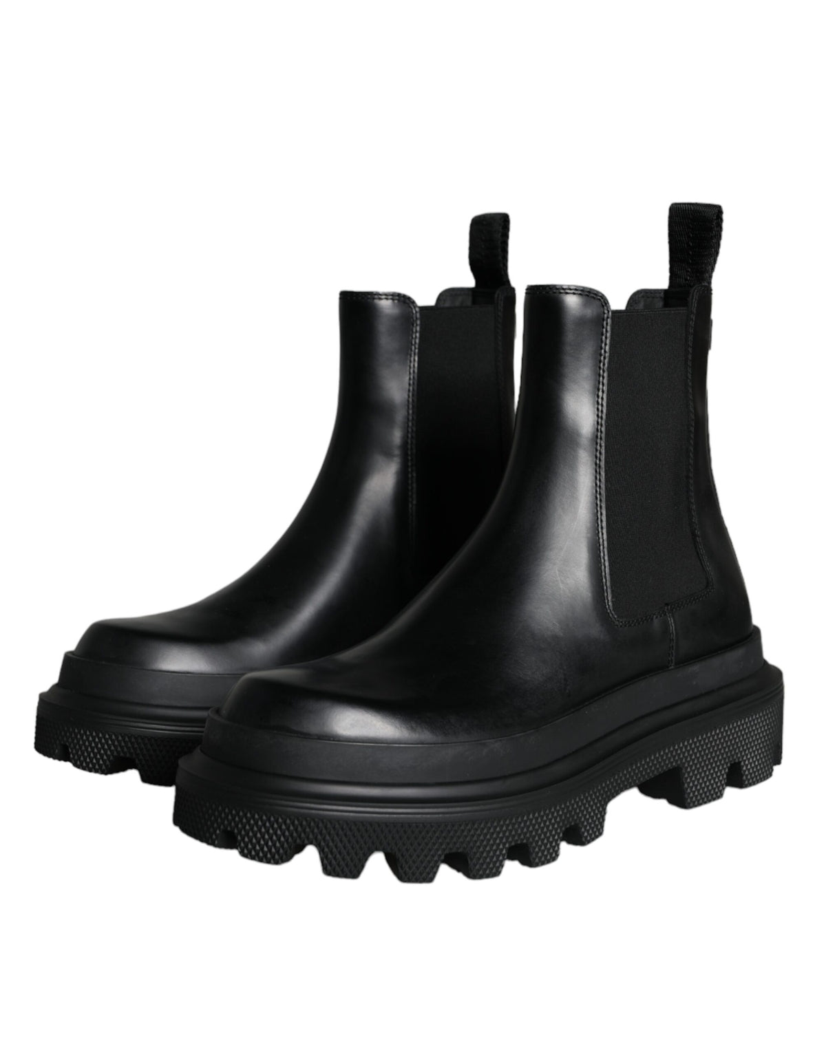 Dolce & Gabbana Black Leather Slip On Stretch Trekking Boots Shoes -   -  Dolce & Gabbana.