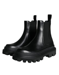 Dolce & Gabbana Black Leather Slip On Stretch Trekking Boots Shoes -   -  Dolce & Gabbana.