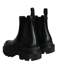 Dolce & Gabbana Black Leather Slip On Stretch Trekking Boots Shoes -   -  Dolce & Gabbana.