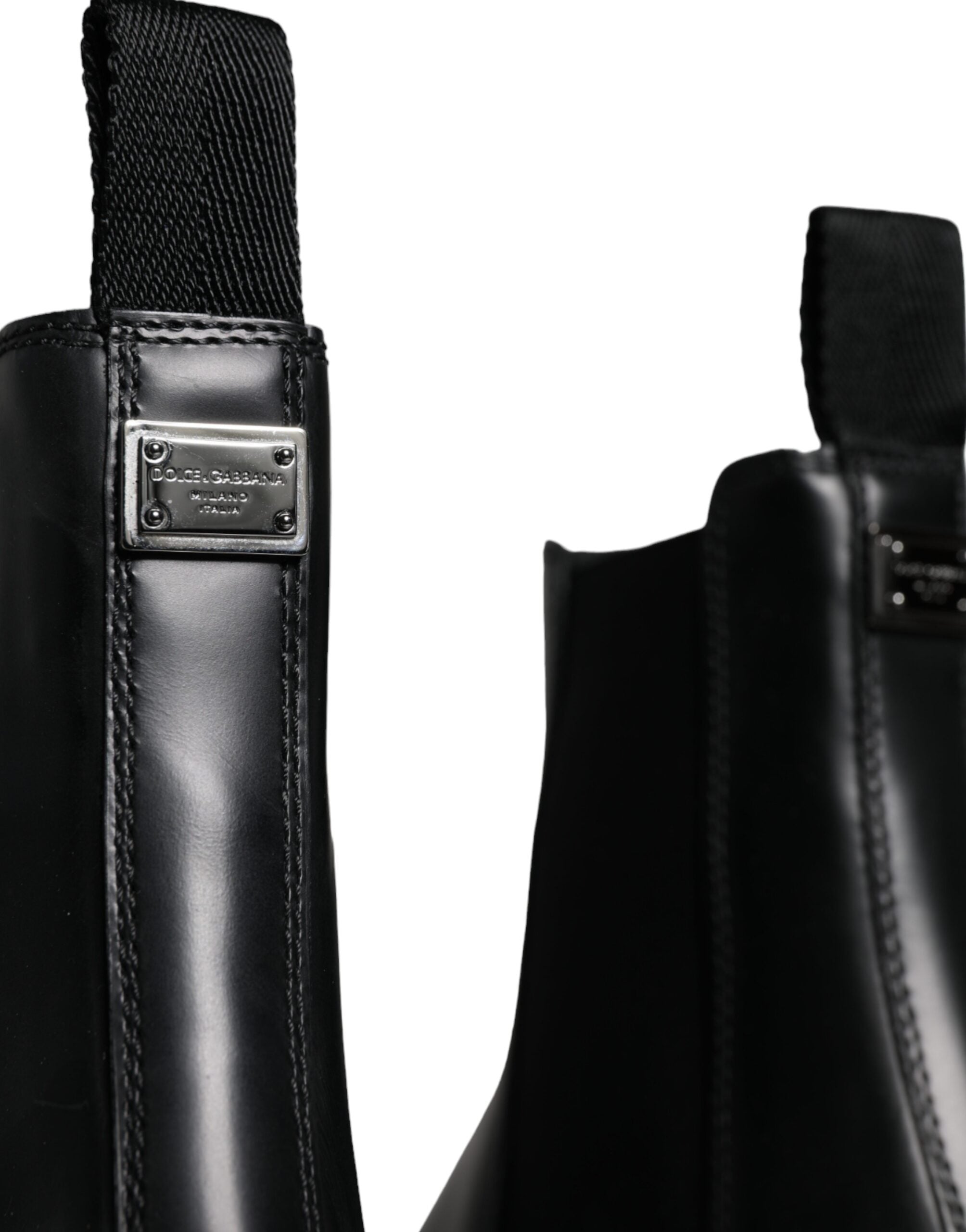 Dolce & Gabbana Black Leather Slip On Stretch Trekking Boots Shoes -   -  Dolce & Gabbana. Dolce & Gabbana Black Leather Slip On Stretch Trekking Boots Shoes -   -  Dolce & Gabbana.