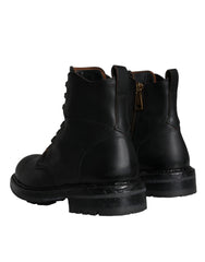 Dolce & Gabbana Black Lace Up Mid Calf Boots Men Shoes -   -  Dolce & Gabbana.