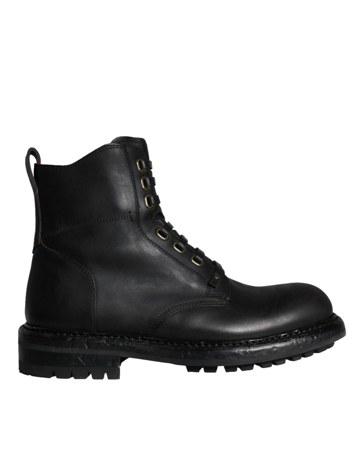 Dolce & Gabbana Black Lace Up Mid Calf Boots Men Shoes -   -  Dolce & Gabbana.