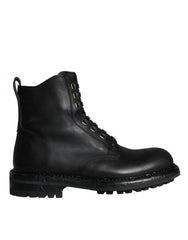 Dolce & Gabbana Black Lace Up Mid Calf Boots Men Shoes -   -  Dolce & Gabbana.