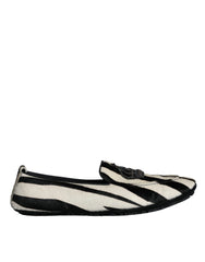 Dolce & Gabbana Black White Calf Fur Slip On Loafers Men Shoes -   -  Dolce & Gabbana.
