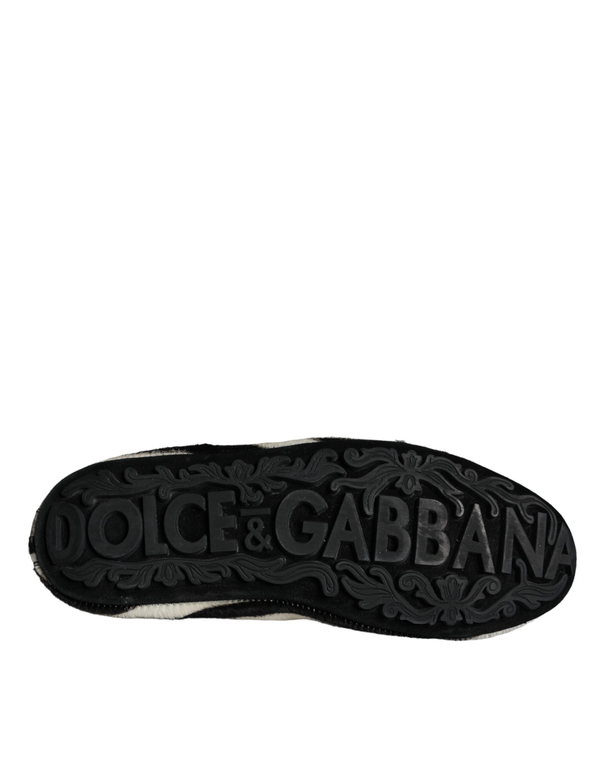 Dolce & Gabbana Black White Calf Fur Slip On Loafers Men Shoes -   -  Dolce & Gabbana. Dolce & Gabbana Black White Calf Fur Slip On Loafers Men Shoes -   -  Dolce & Gabbana.