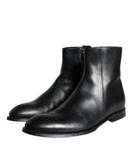 Dolce & Gabbana Black Calf Leather Men Ankle Boots Men Shoes -   -  Dolce & Gabbana.