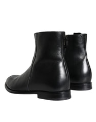 Dolce & Gabbana Black Calf Leather Men Ankle Boots Men Shoes -   -  Dolce & Gabbana.