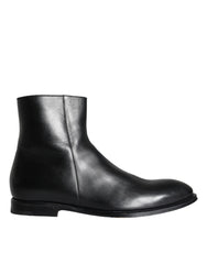 Dolce & Gabbana Black Calf Leather Men Ankle Boots Men Shoes -   -  Dolce & Gabbana.