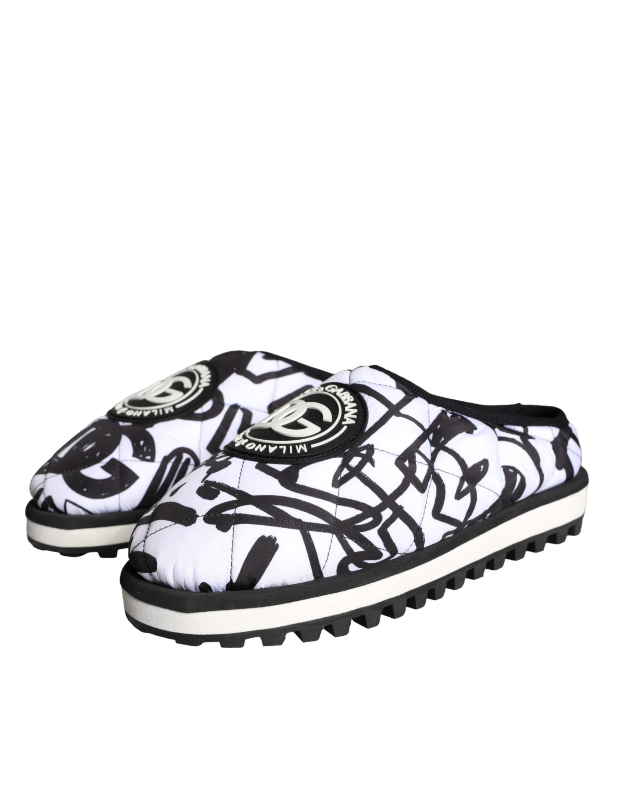 Dolce & Gabbana Black White Quilted Logo Sandals Slides Shoes -   -  Dolce & Gabbana. Dolce & Gabbana Black White Quilted Logo Sandals Slides Shoes -   -  Dolce & Gabbana.