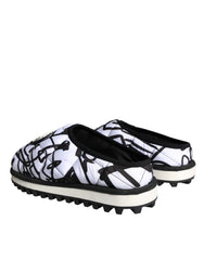 Dolce & Gabbana Black White Quilted Logo Sandals Slides Shoes -   -  Dolce & Gabbana.