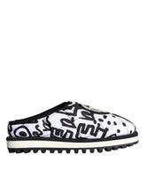 Dolce & Gabbana Black White Quilted Logo Sandals Slides Shoes -   -  Dolce & Gabbana.