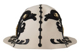 Dolce & Gabbana White Black Wool Embroidered Cameo Brooch Hat -   -  Dolce & Gabbana.